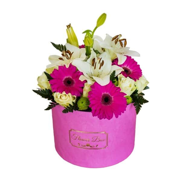 flower box roze gerber