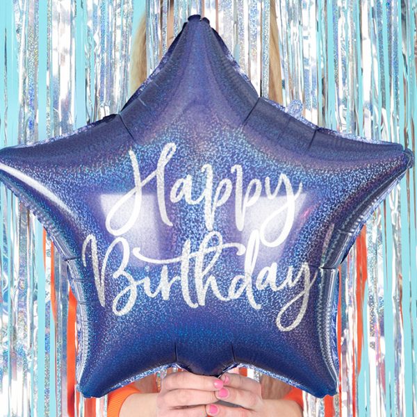 Plava zvezda happy birthday balon
