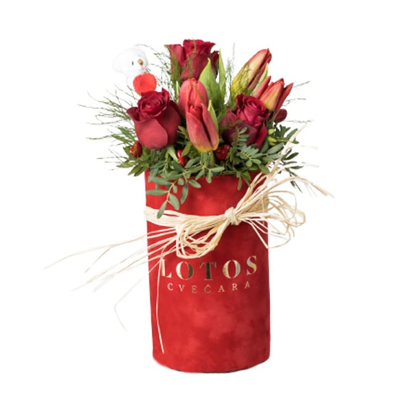 Ruže i lale u flower boxu Ruže i lale u flower boxu