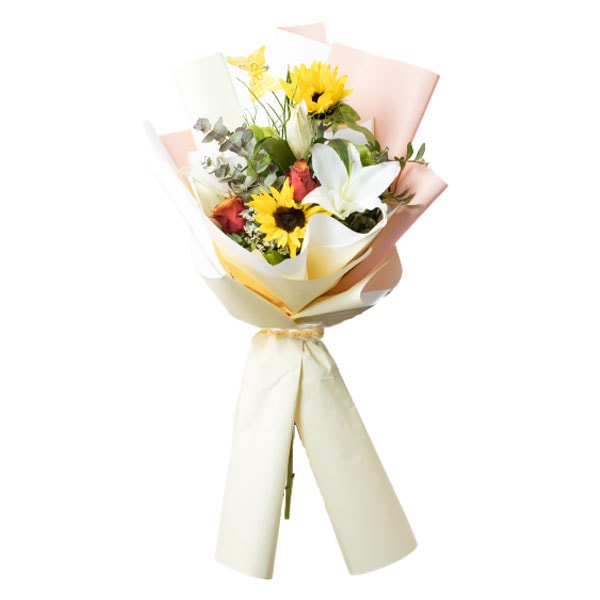 Suncokreti i ruže buket