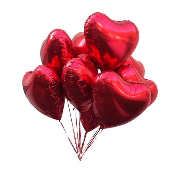 10 crvenih balona u obliku srca kao buket od balona